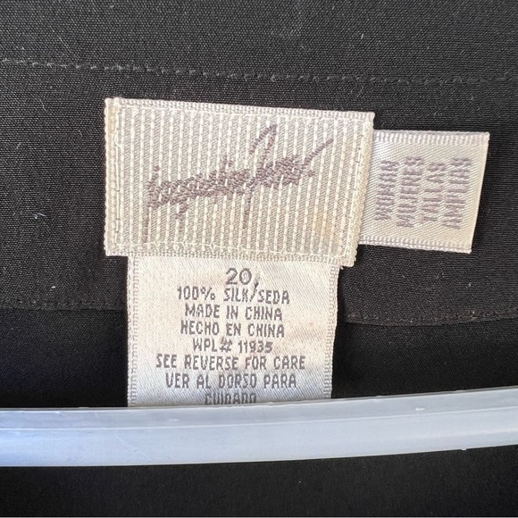 BLACK SILK BUTTON DOWN VINTAGE TUNIC TOP SIZE 20 2X DESIGNER JACQUELINE FERRAR - Picture 2 of 7